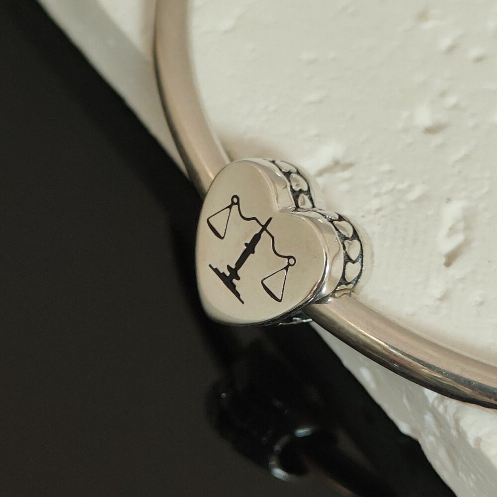 Pandora Scales of Justice Heart Charm Exclusive Bead Pendant S925 ALE with box - Picture 8 of 8